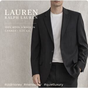 Lauren Ralph Lauren Mns Blk 42L Classic 100% Wool Lined LS 4 Btn Cuff 2Btn Jkt